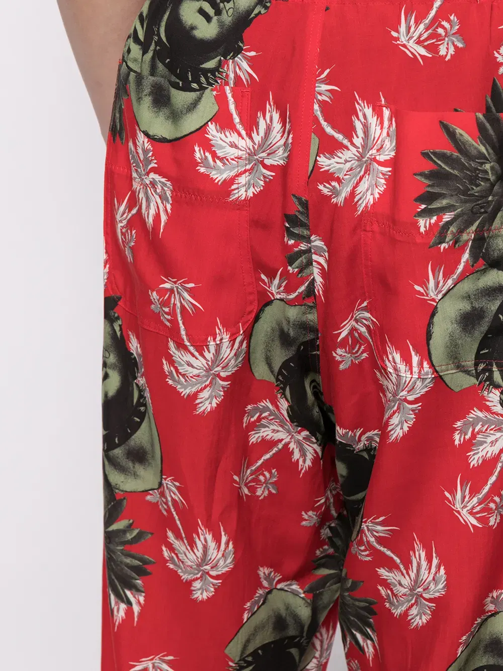 printed straight-leg trousers