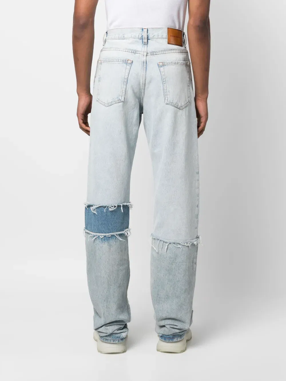 multi-panel denim jeans