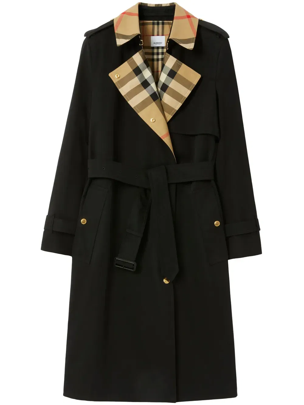 Check Panel cotton trench coat