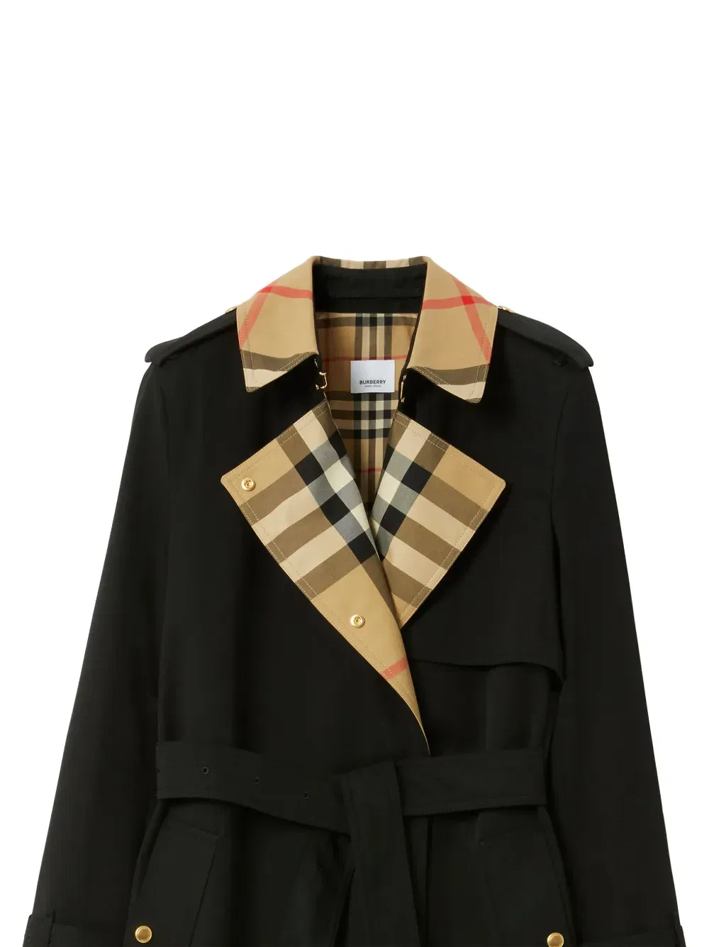 Check Panel cotton trench coat