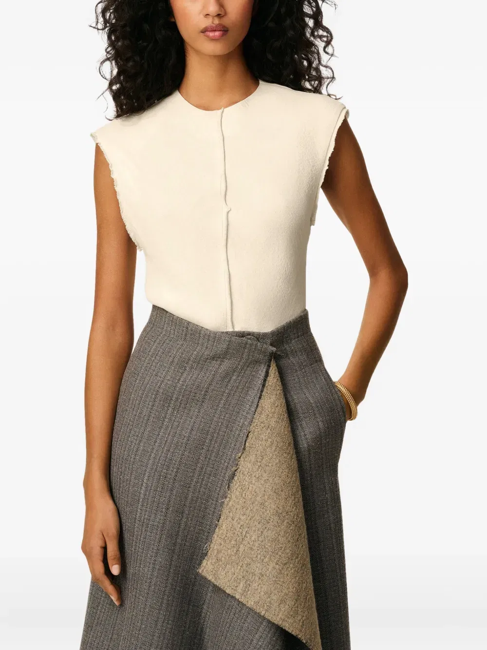 raw-edge sleeveless top