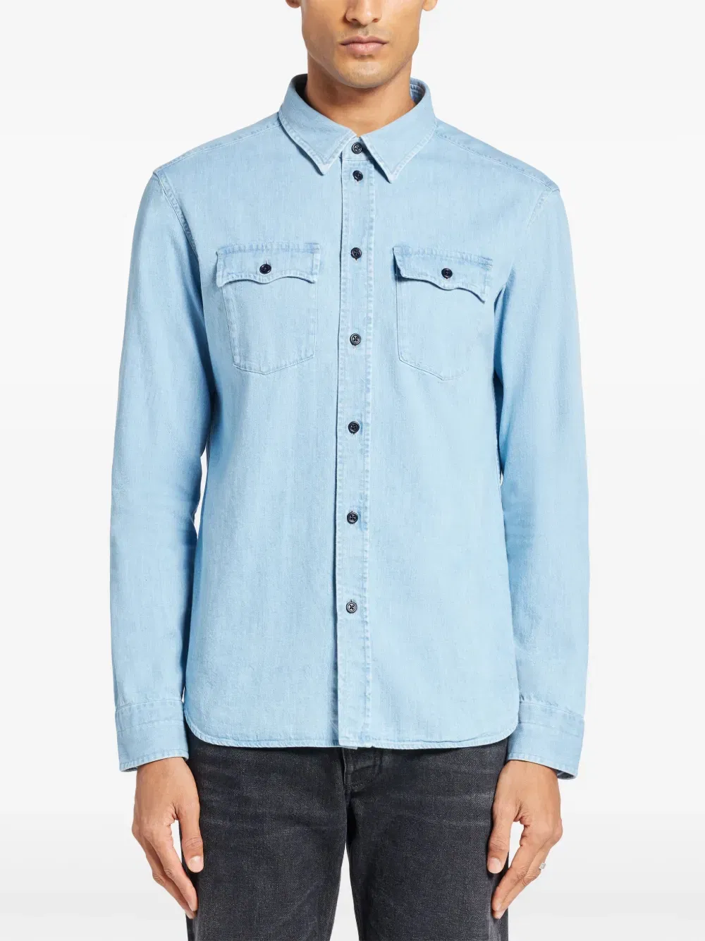 denim long-sleeve shirt