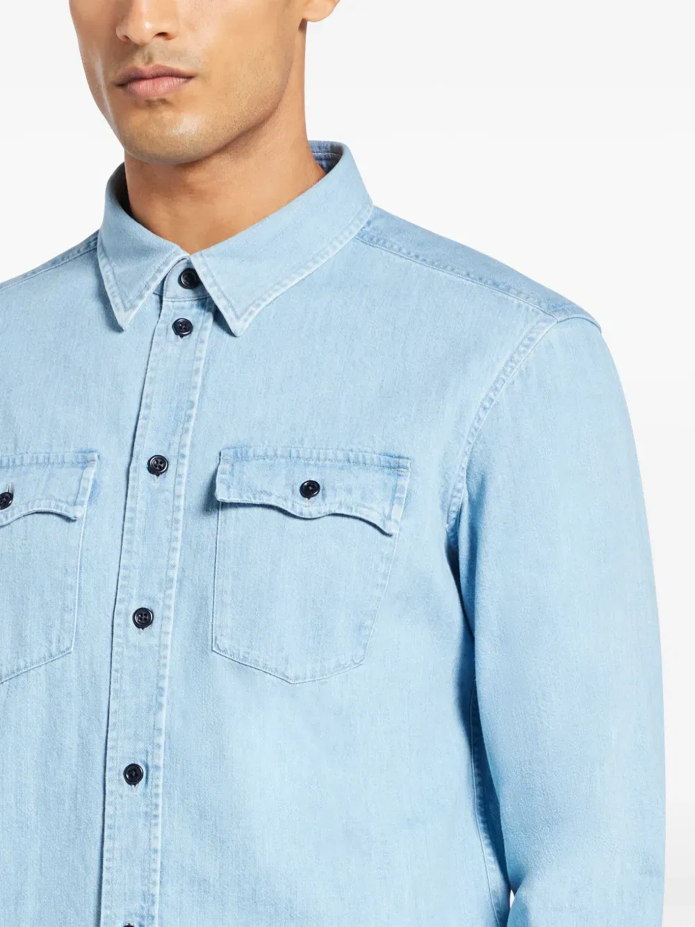 denim long-sleeve shirt