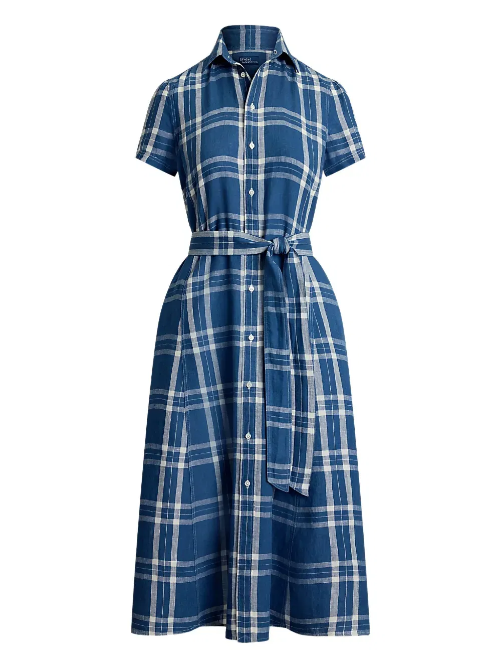 plaid-checked shirtdress