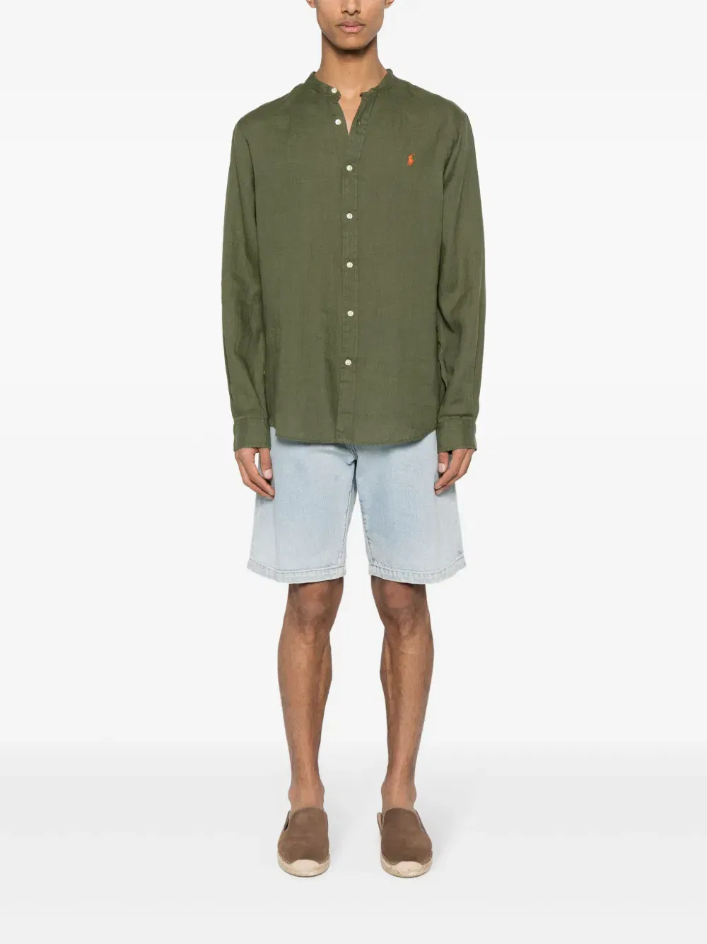 Polo-Pony-motif linen shirt