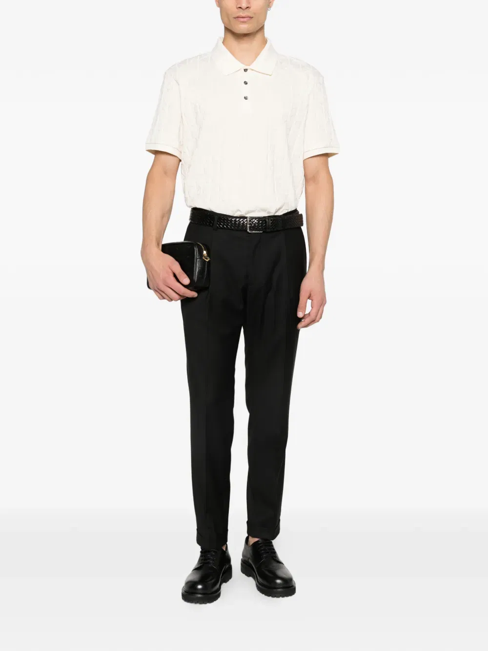 logo-jacquard polo shirt