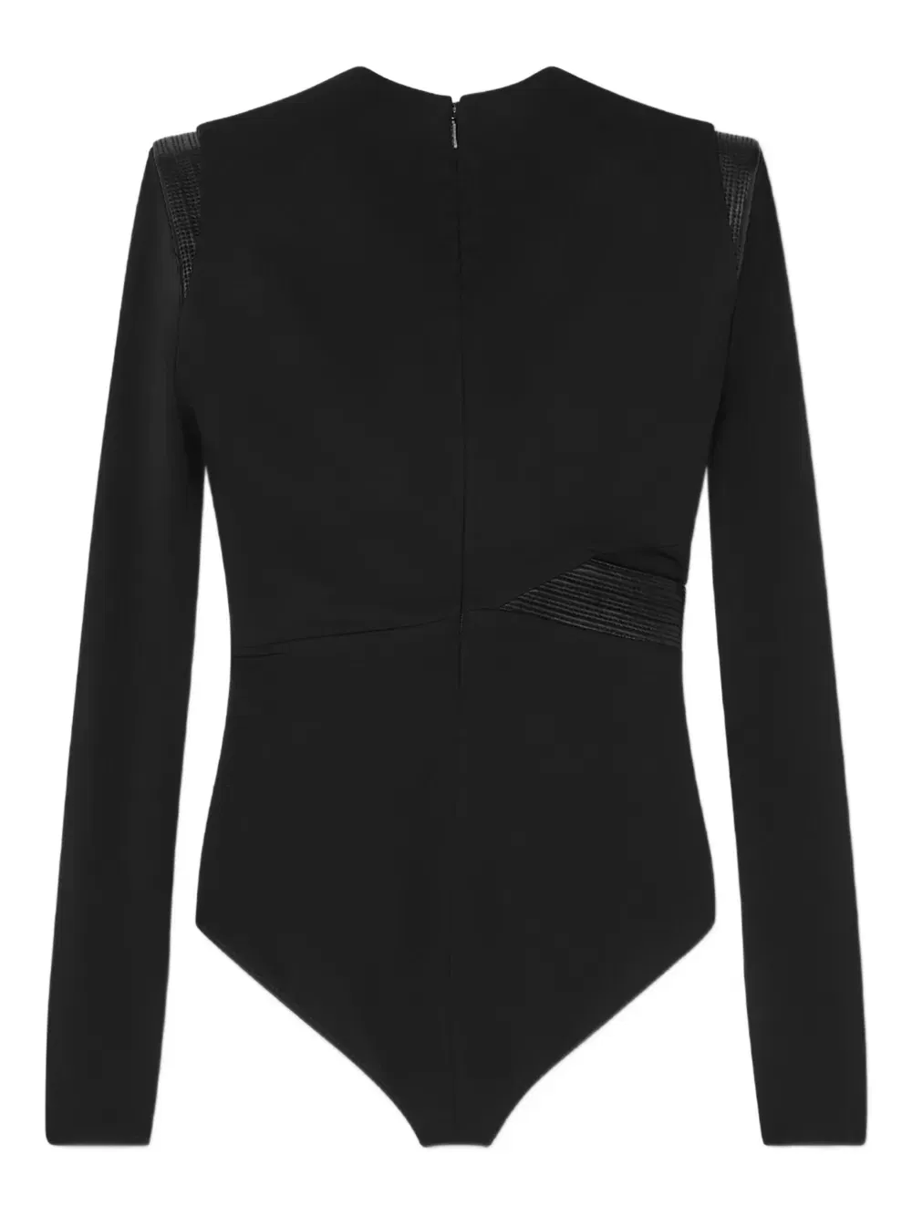 leather-trimmed wrap blouse