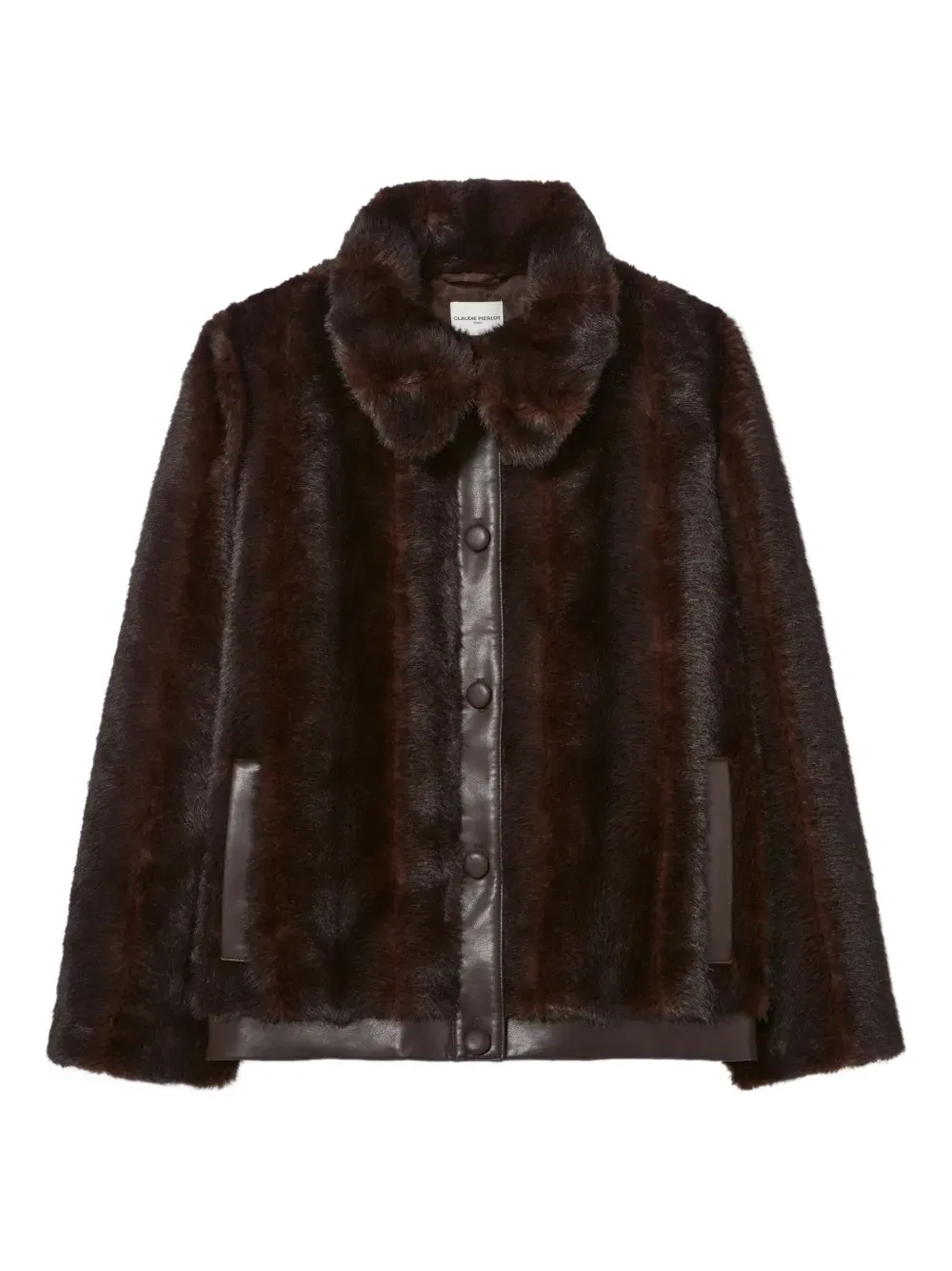 trimmed faux-fur coat