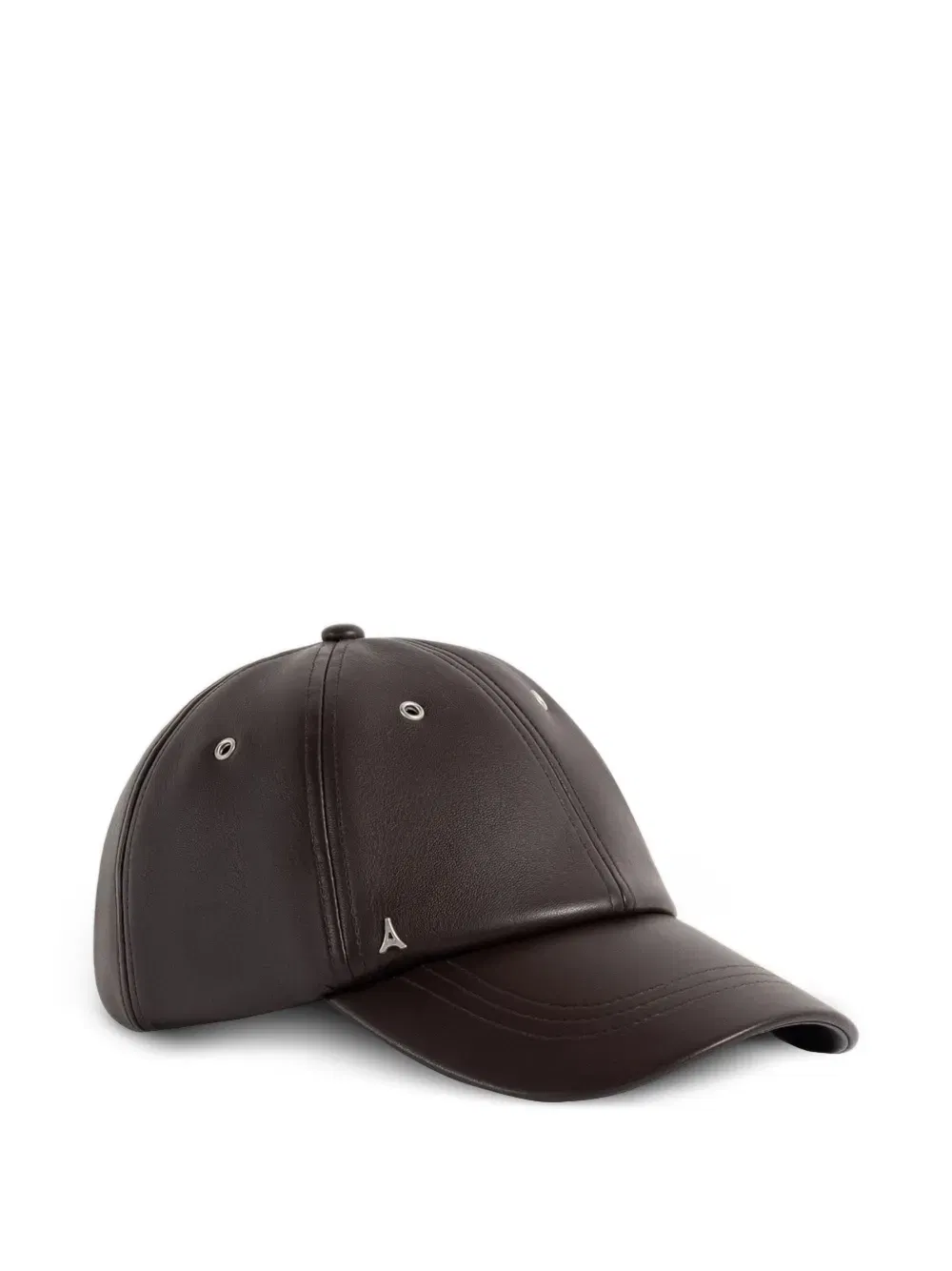 Lou faux-leather brown baseball cap