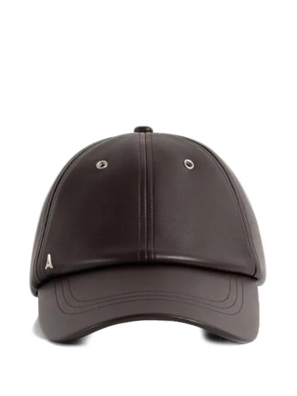Lou faux-leather brown baseball cap