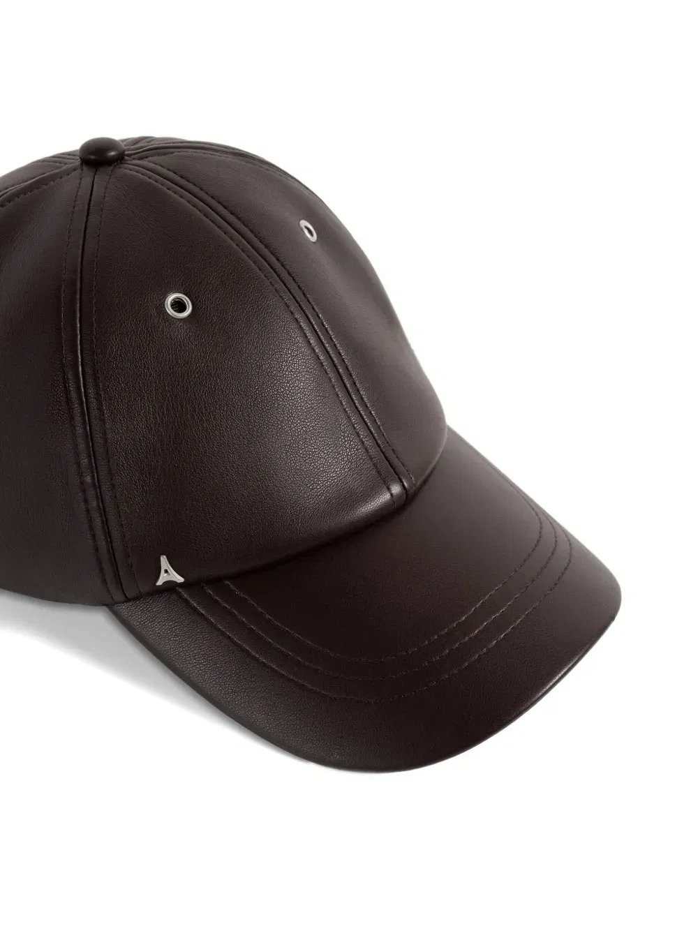 Lou faux-leather brown baseball cap