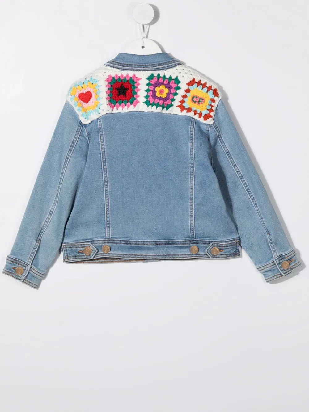 crochet-detailed denim jacket