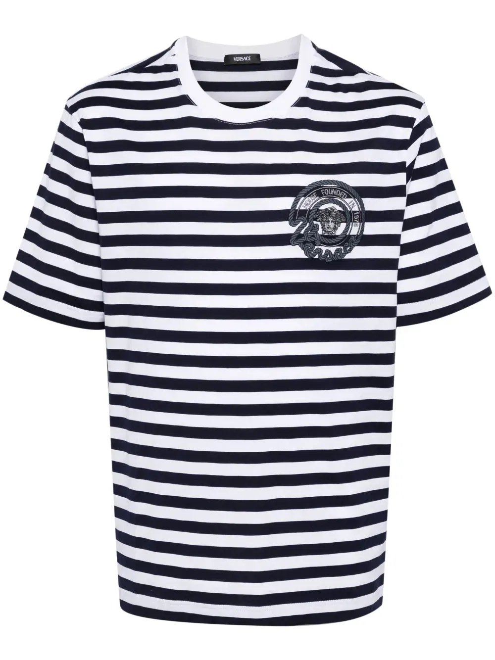 Medusa-embroidered striped T-Shirt