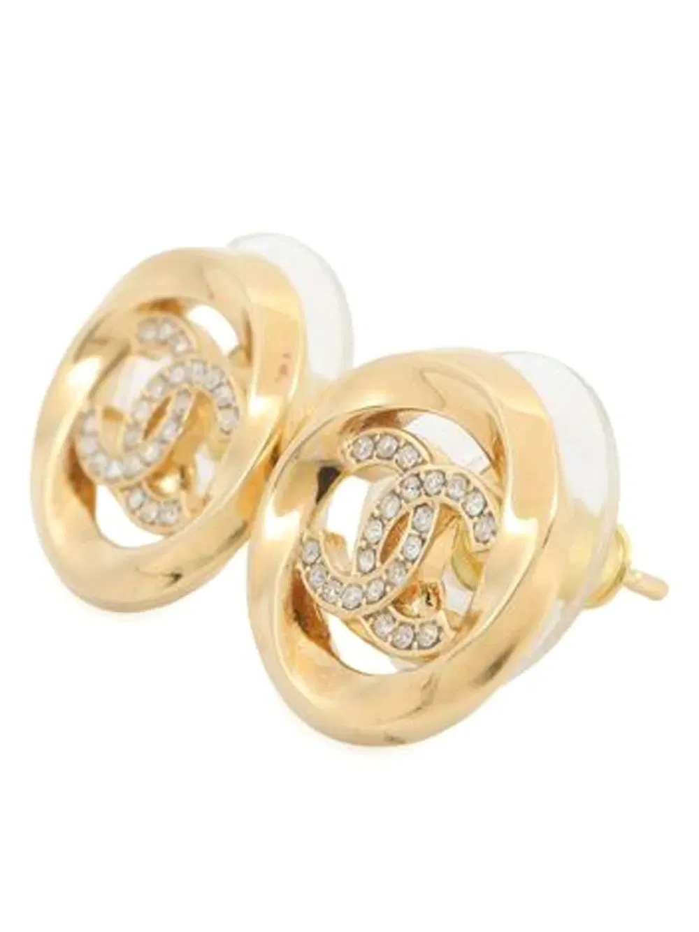 2025 Gold Plated CC Crystal Round Push Back Earrings costume earrings