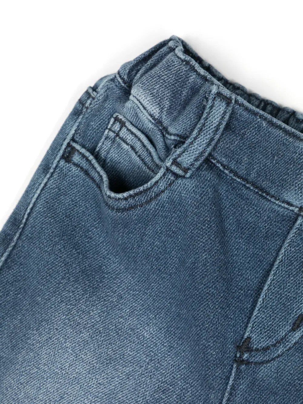 embroidered-logo stretch-cotton jeans