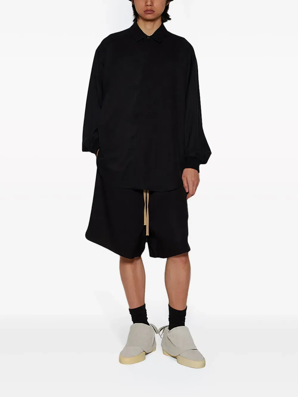 layered drop-shoulder shirt