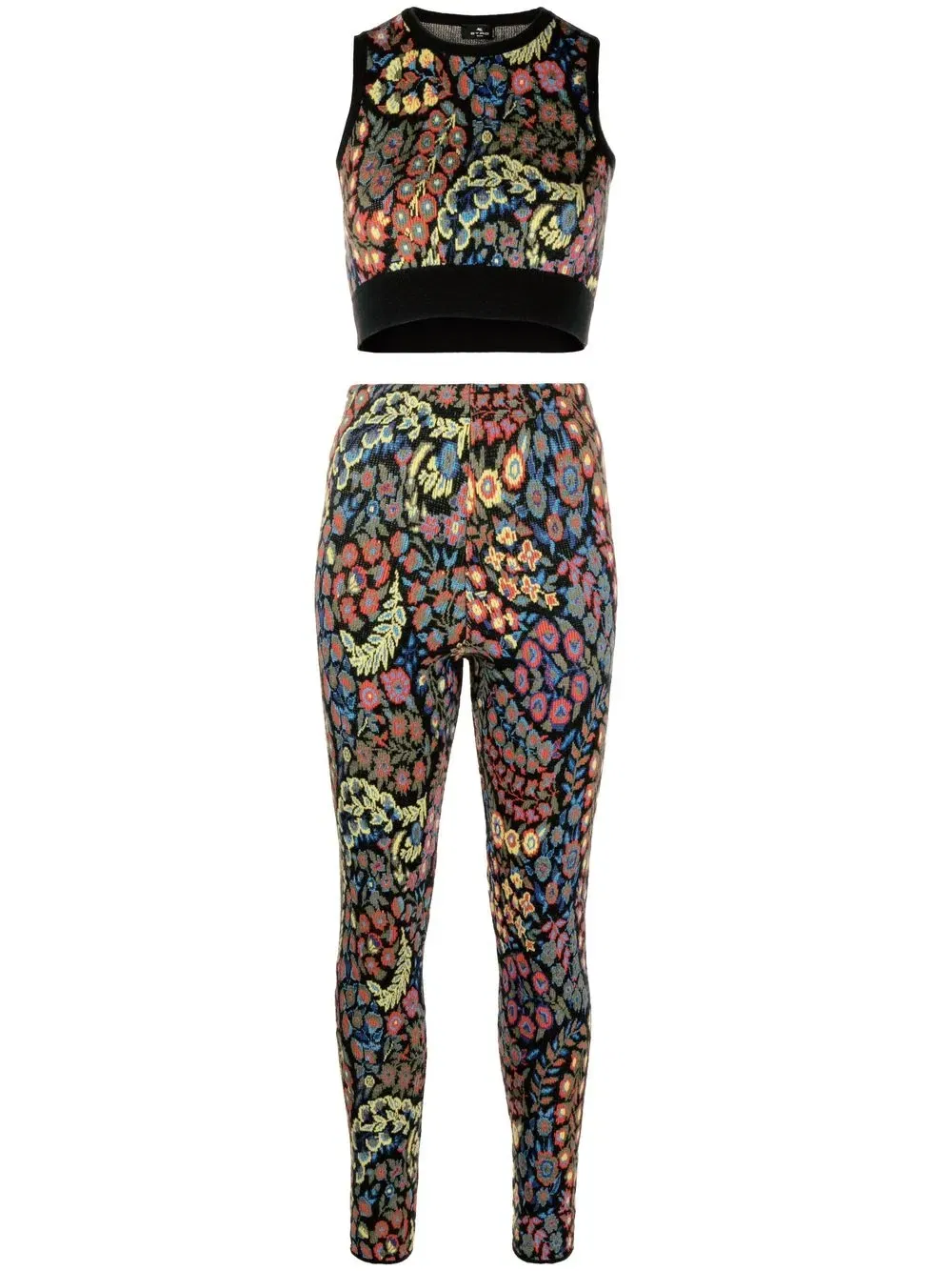 knitted floral two-piece set