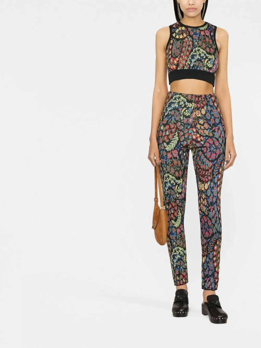 knitted floral two-piece set