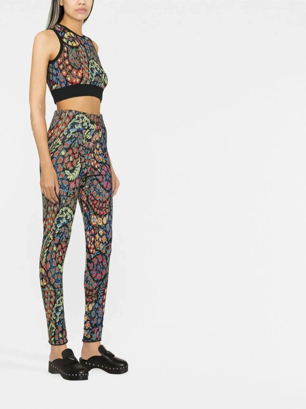 knitted floral two-piece set
