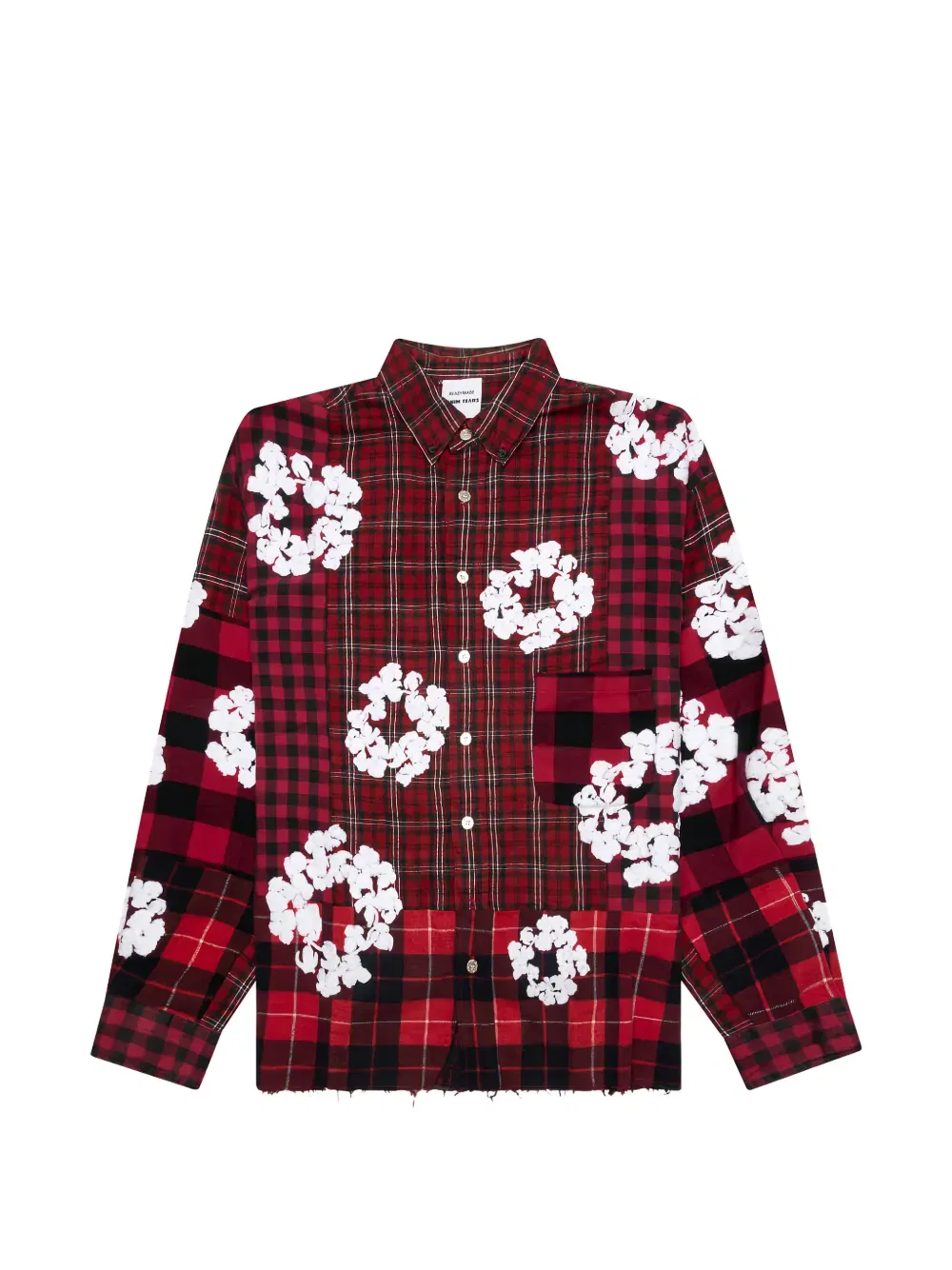 x Denim Tears floral-embroidered checked shirt