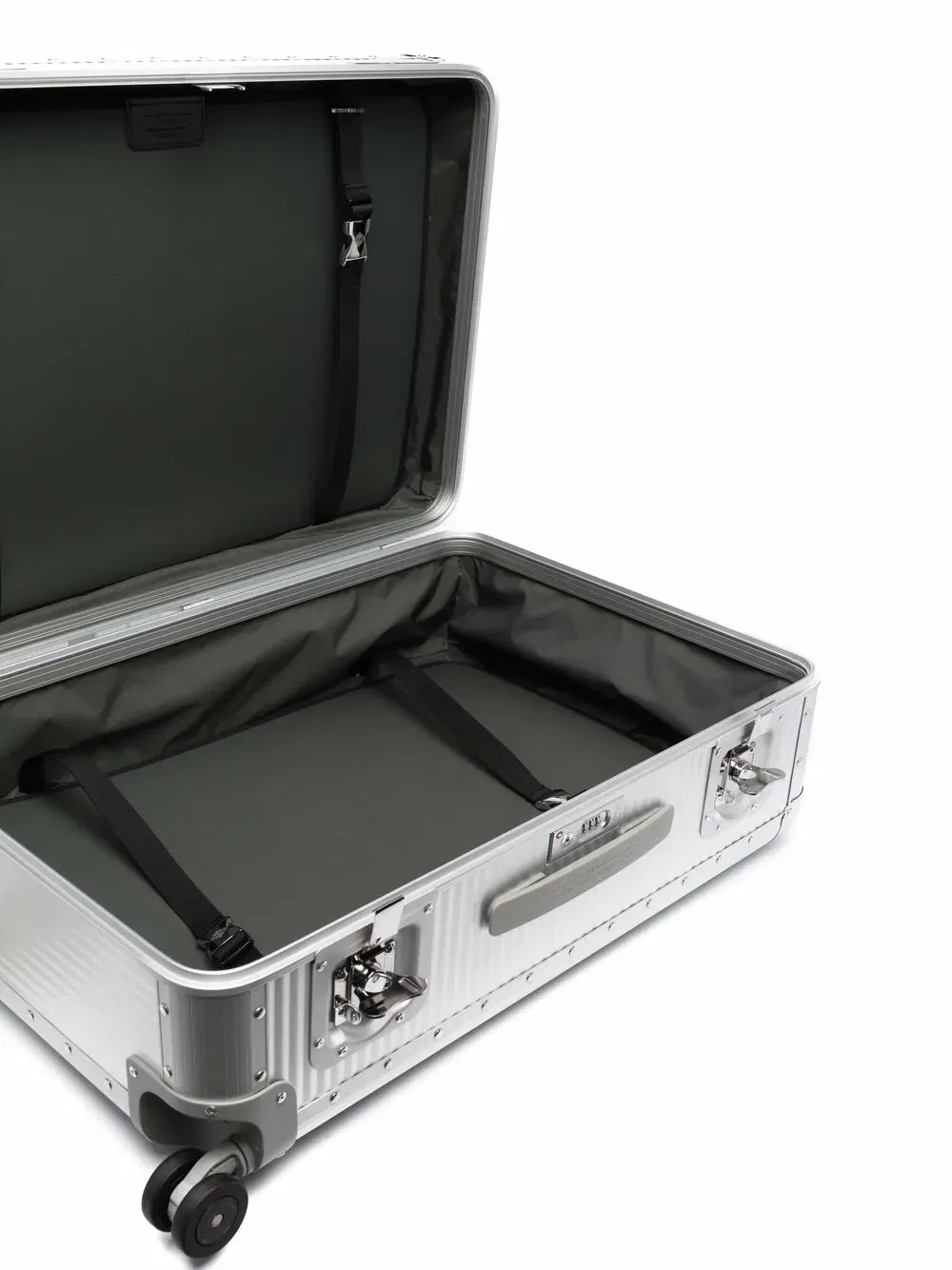 Bank S Spinner 76cm studded aluminum suitcase