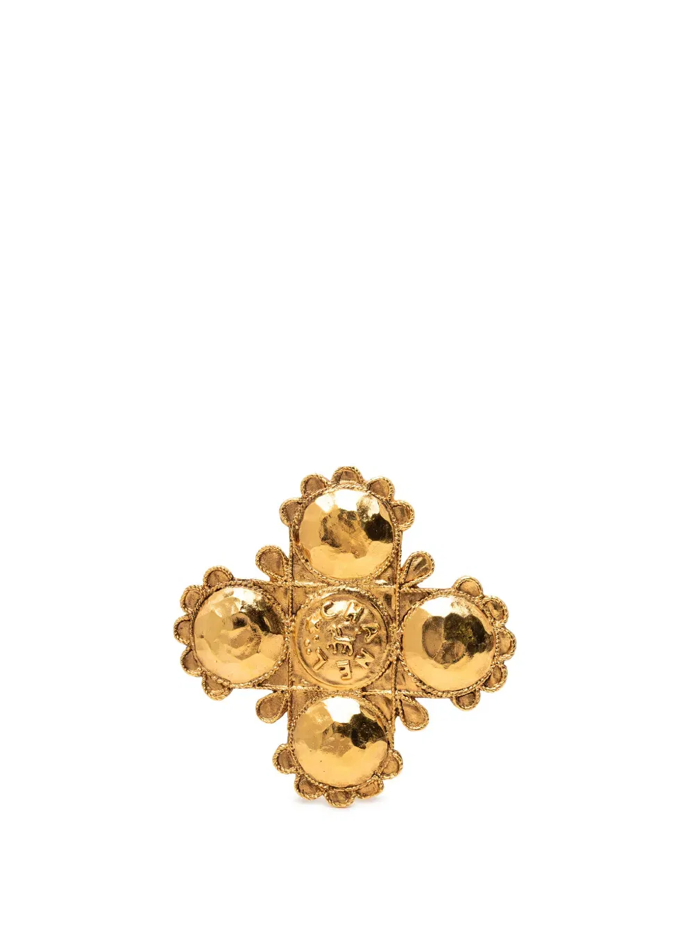 1980-1990 Gold Plated Lion Logo Cross Brooch costume brooch
