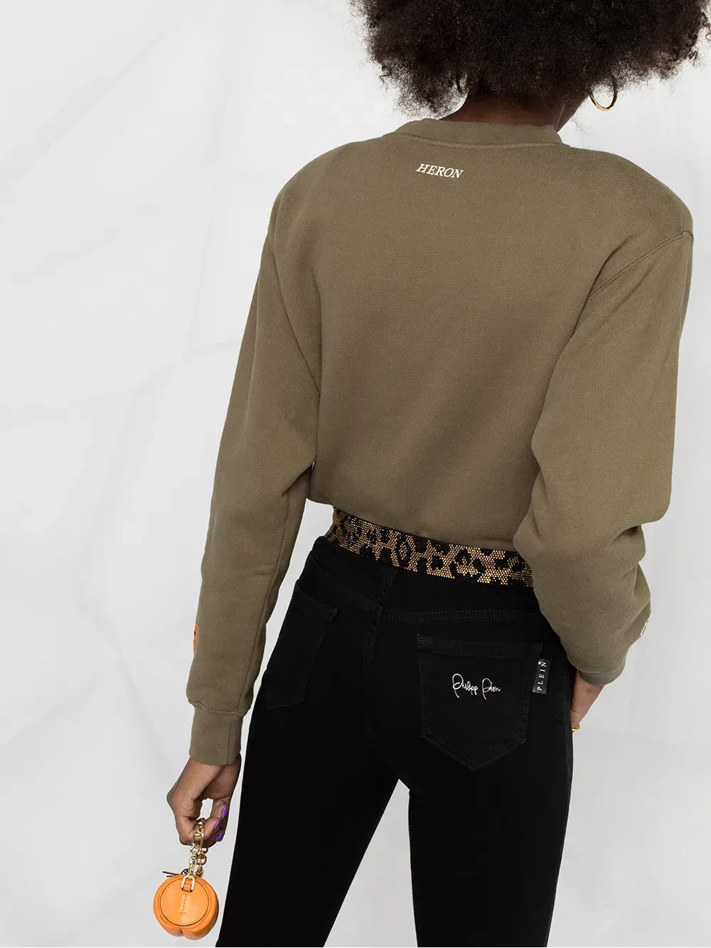 leopard-trimmed skinny jeans