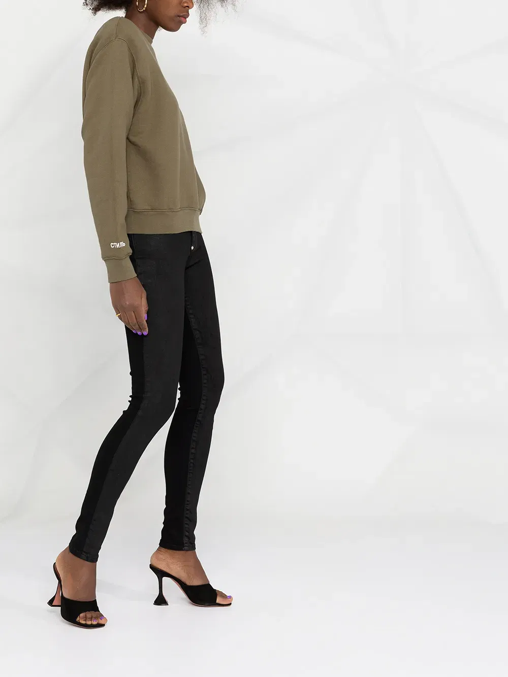 leopard-trimmed skinny jeans