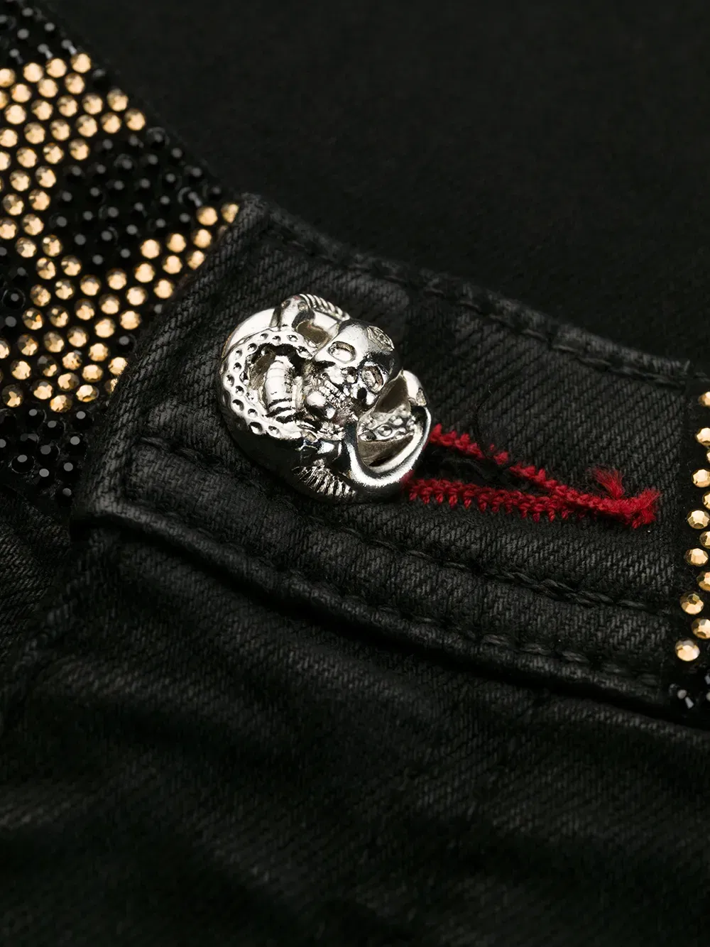 leopard-trimmed skinny jeans