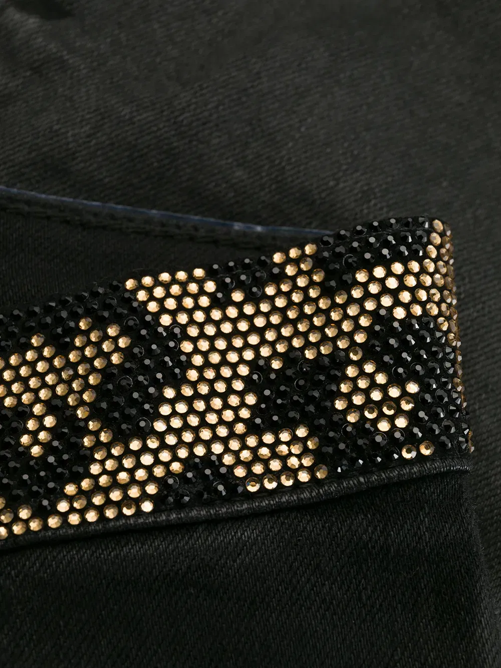 leopard-trimmed skinny jeans