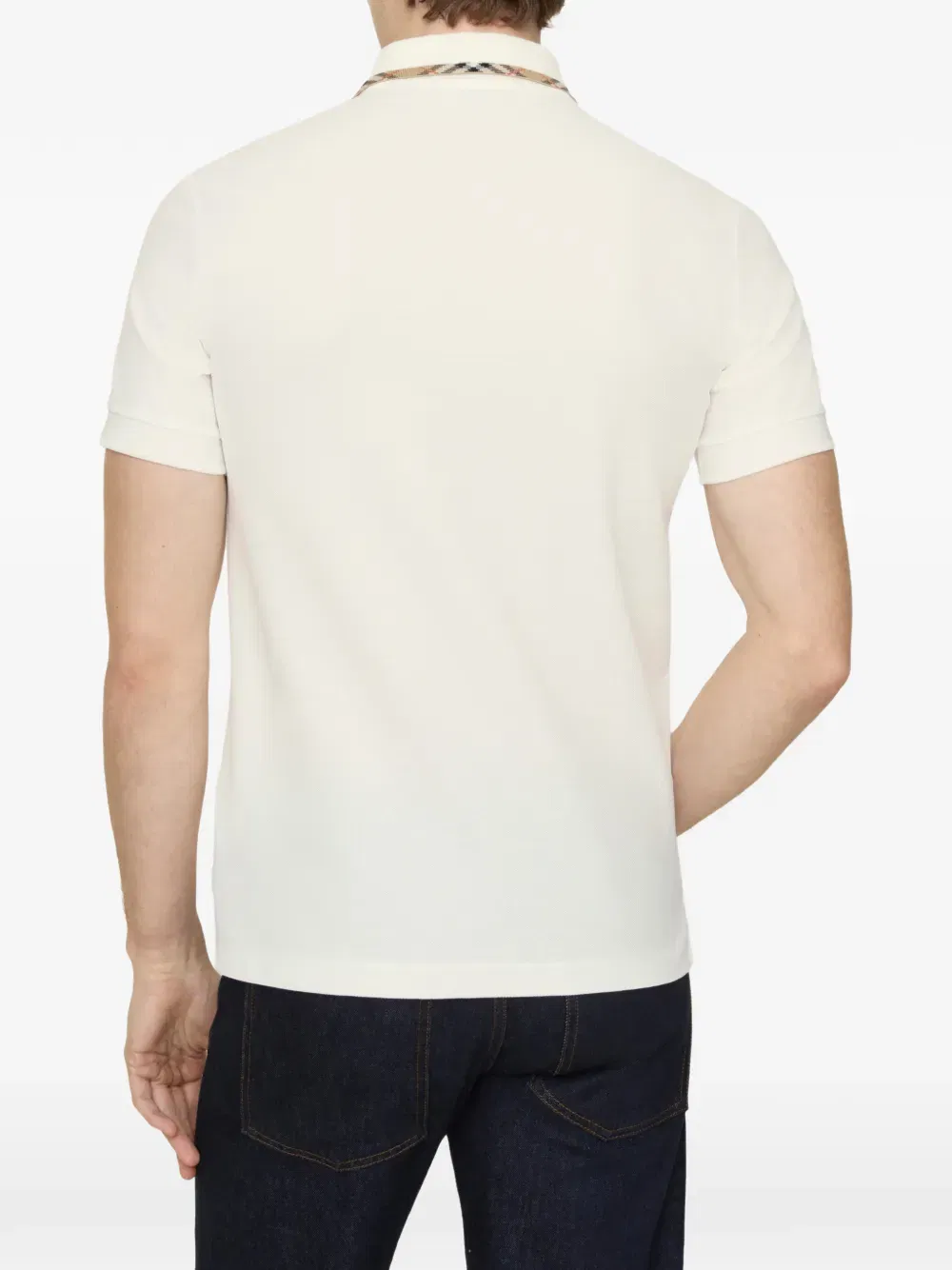 Check-trim cotton polo shirt