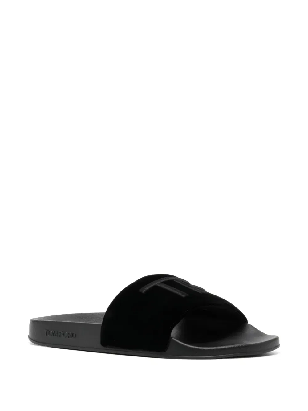 logo-embroidered velvet slides