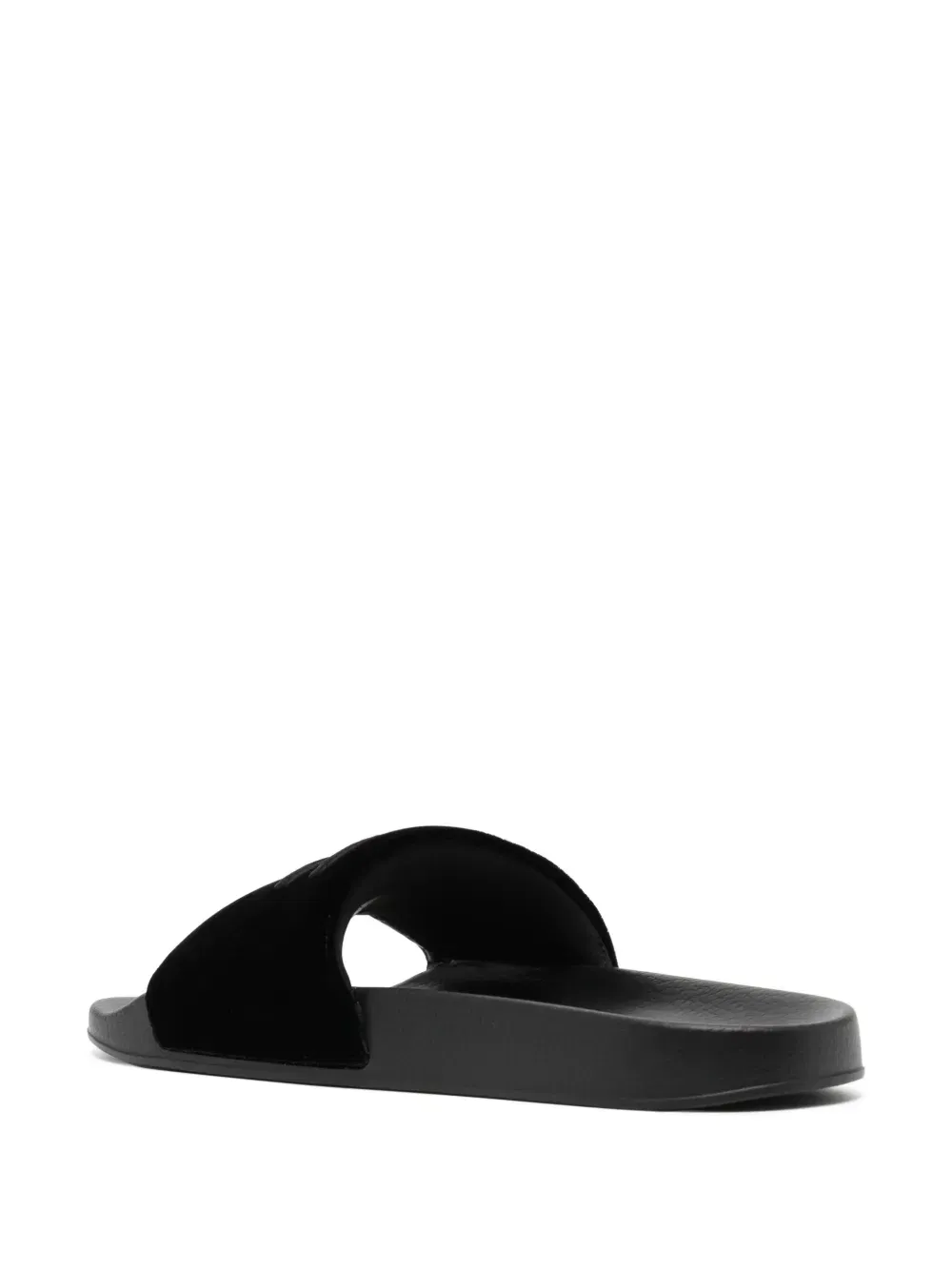 logo-embroidered velvet slides