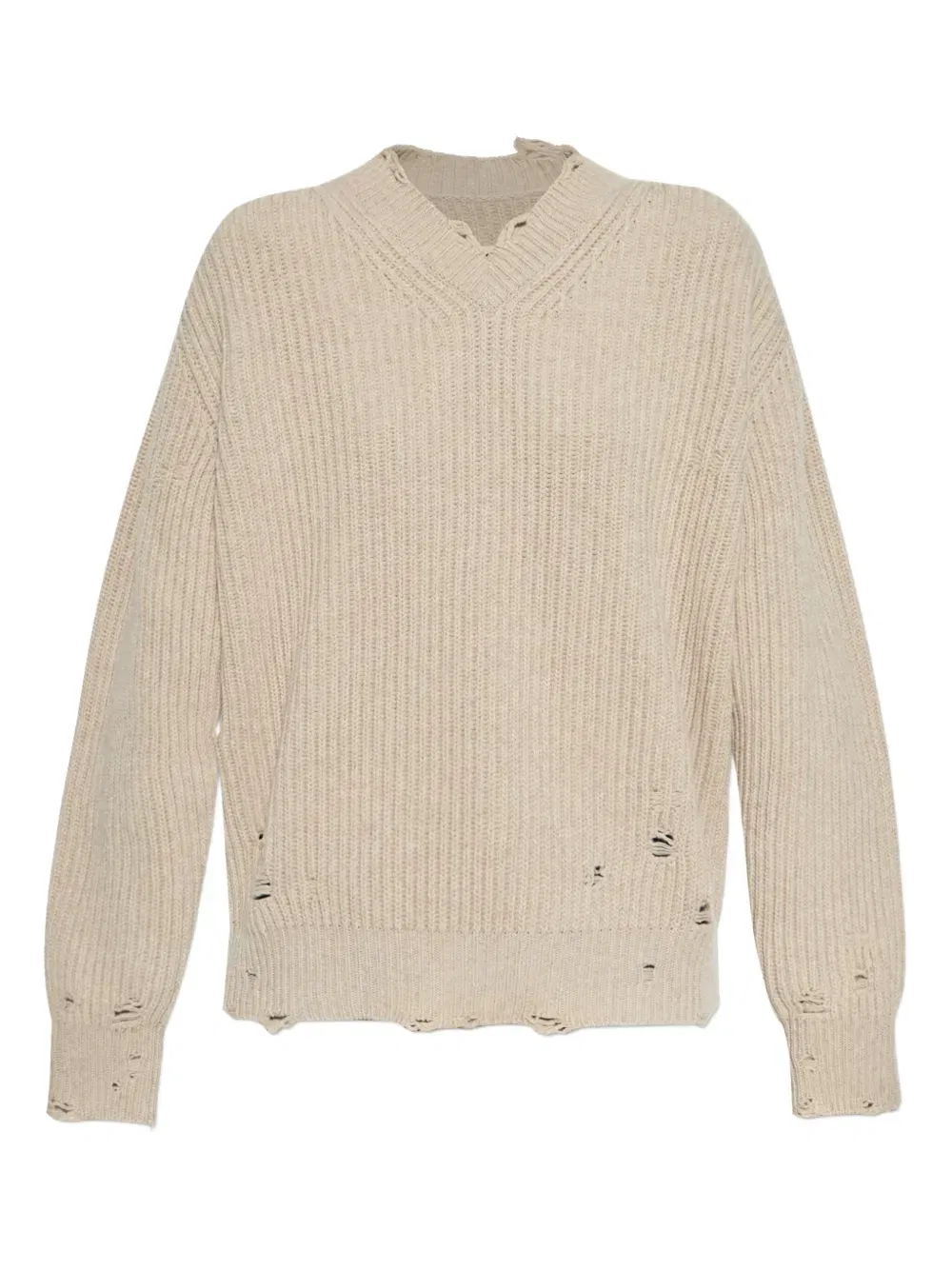 distressed ribbed sweater