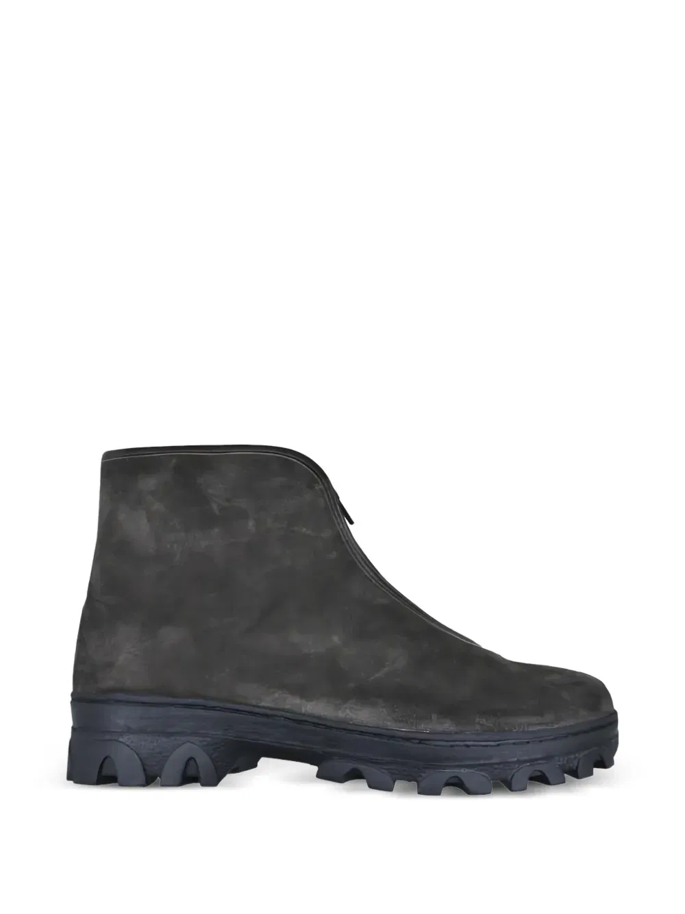 front-zip suede ankle boots