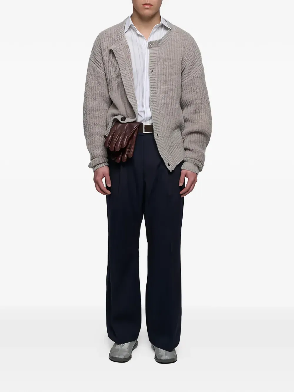buttoned interlaced cardigan