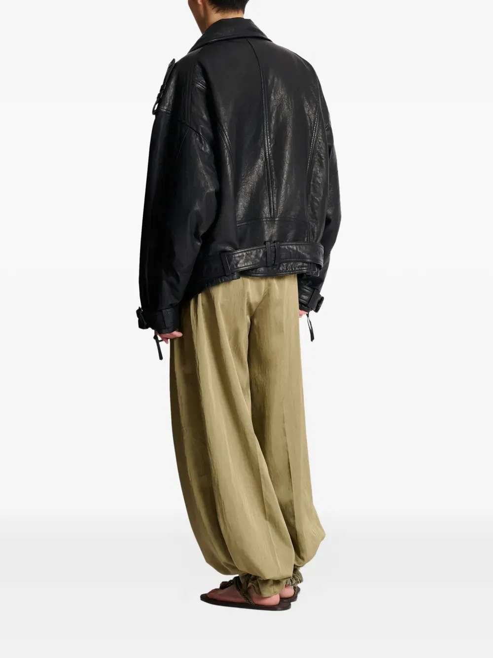 asymmetrical-zip leather jacket