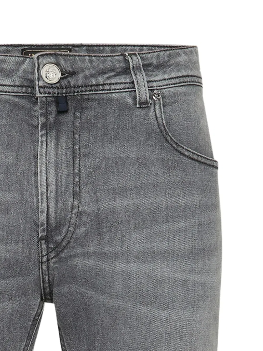 five-pocket super straight faded jeans