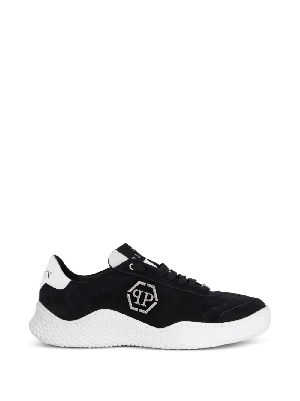 hexagon-logo suede sneakers