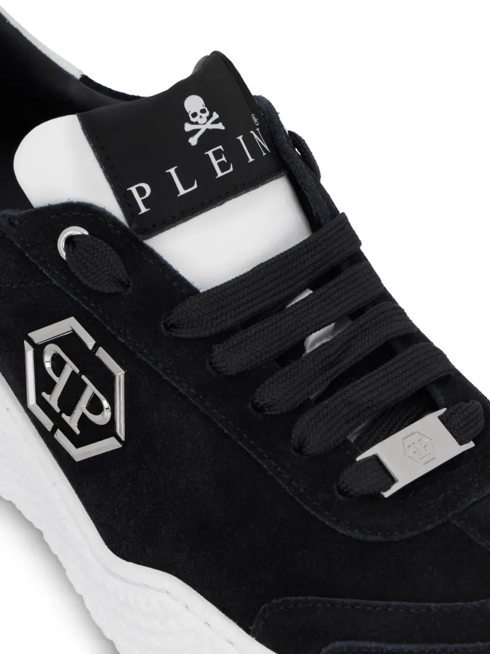 hexagon-logo suede sneakers