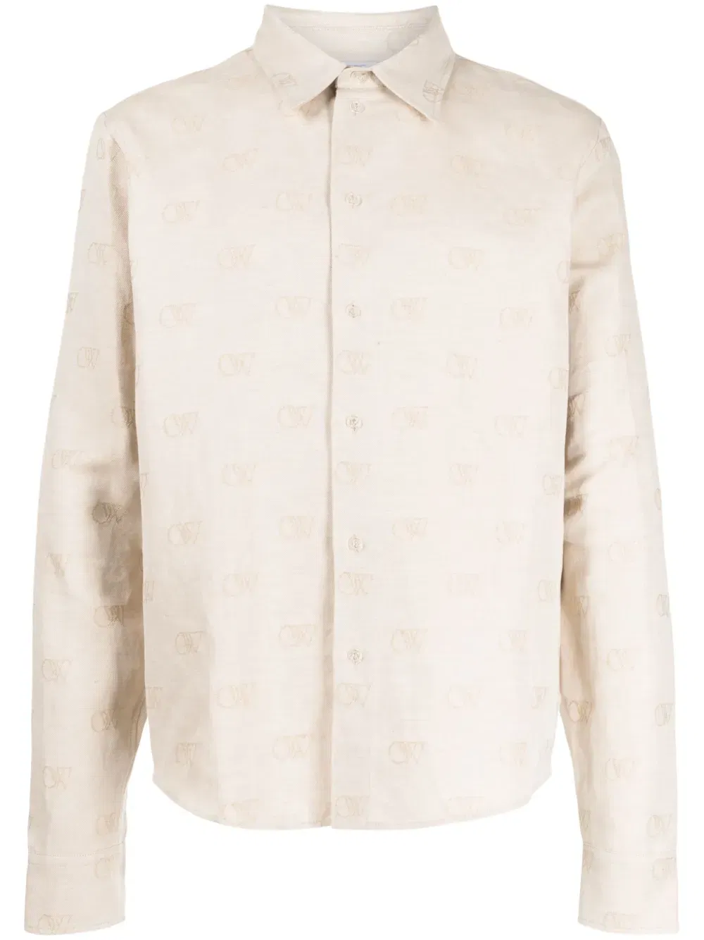 logo-jacquard cotton-linen shirt