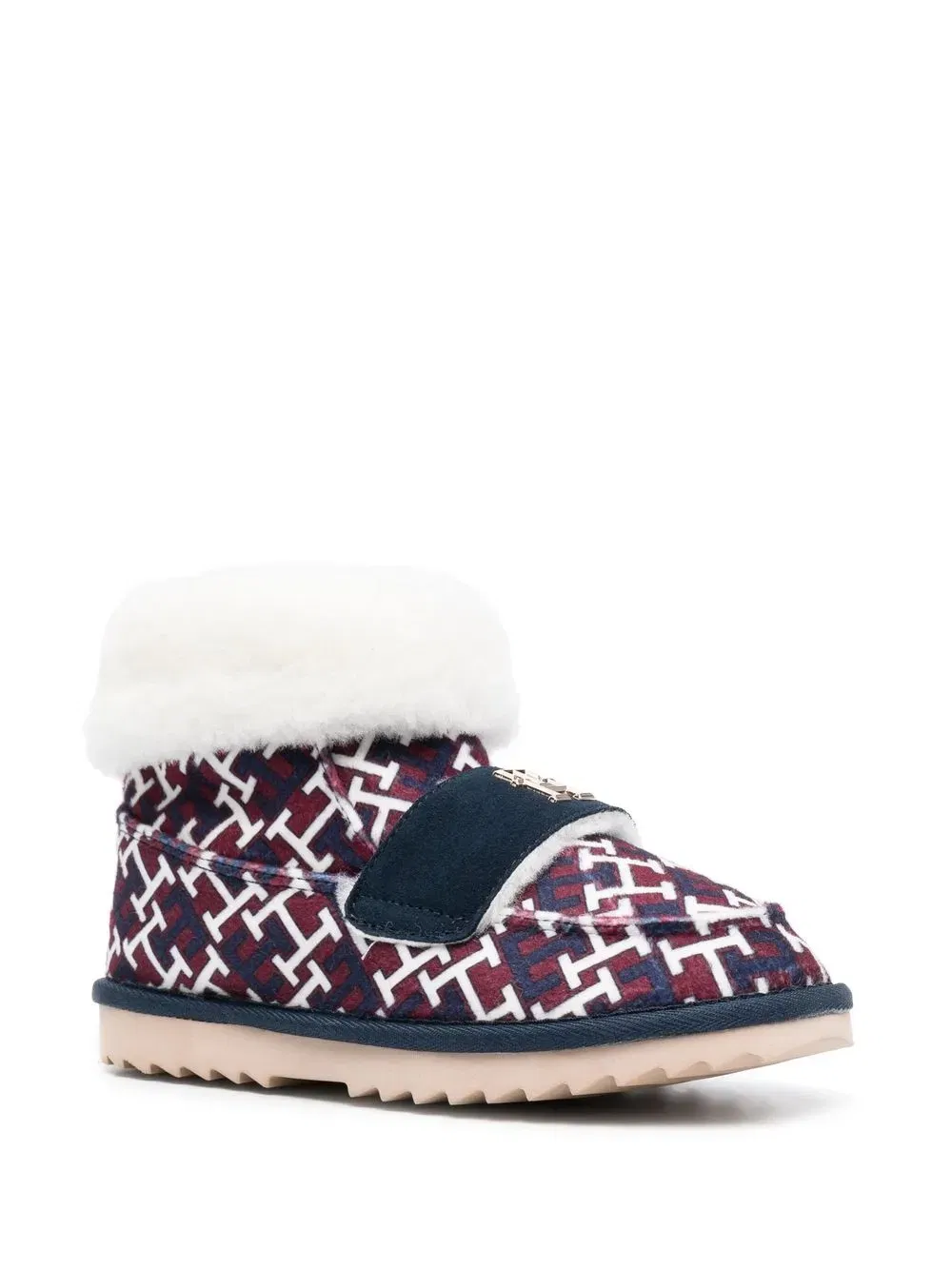 monogram fleece-trim slippers