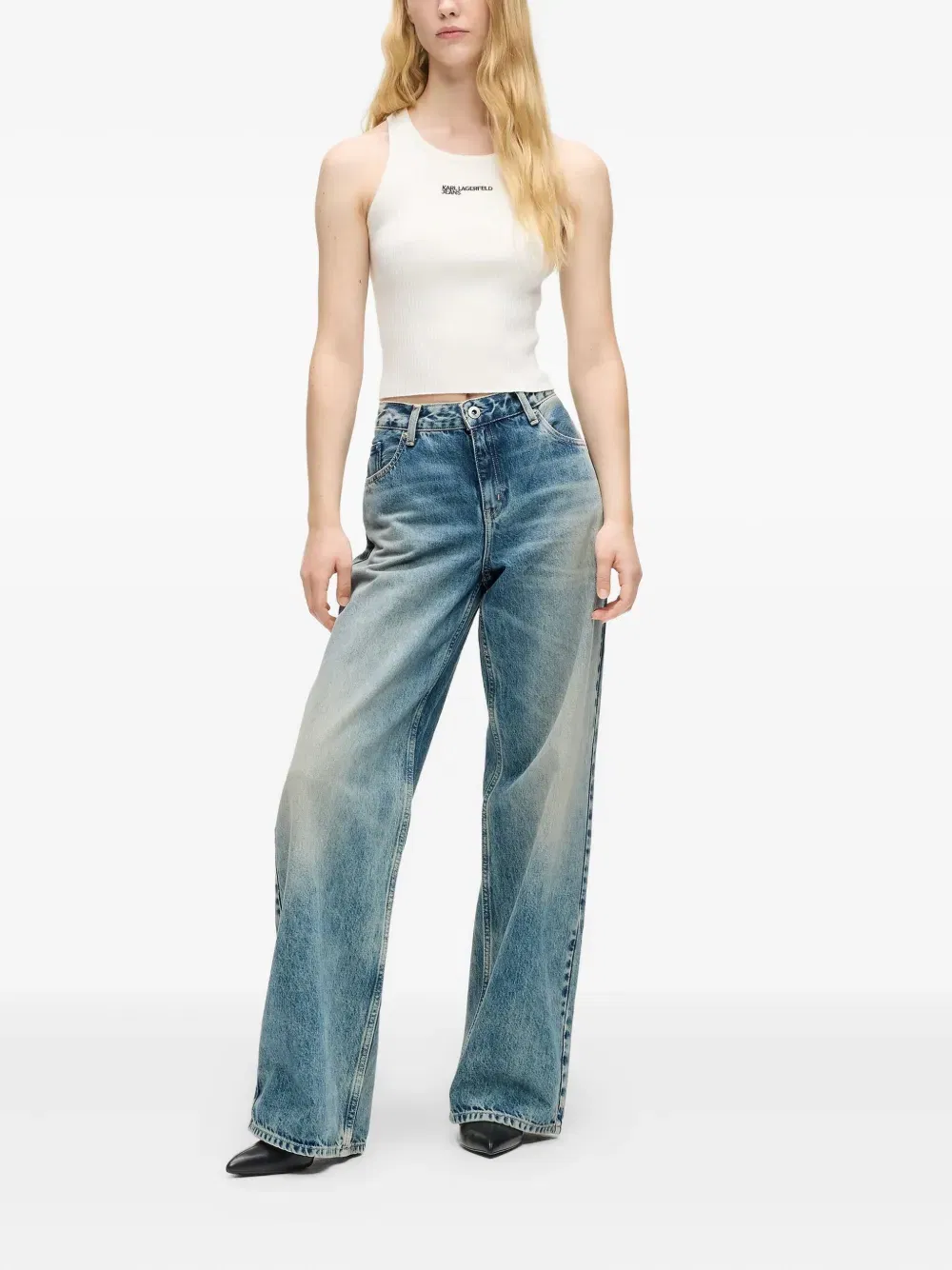logo-patch mid-rise jeans