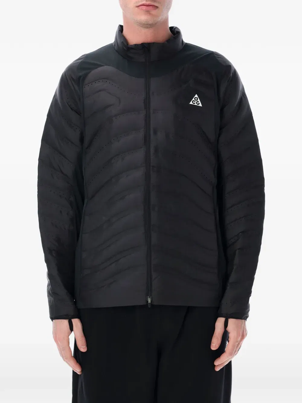 laser cut detail padded jacket