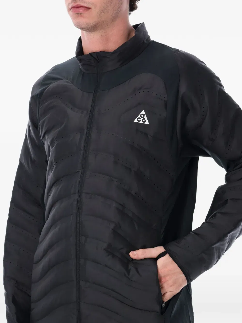 laser cut detail padded jacket
