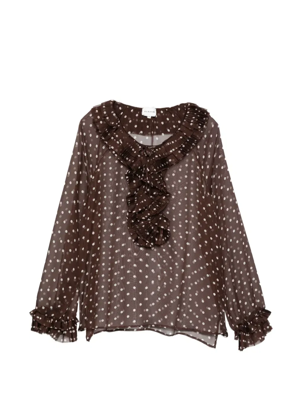 ruffled polka-dot blouse