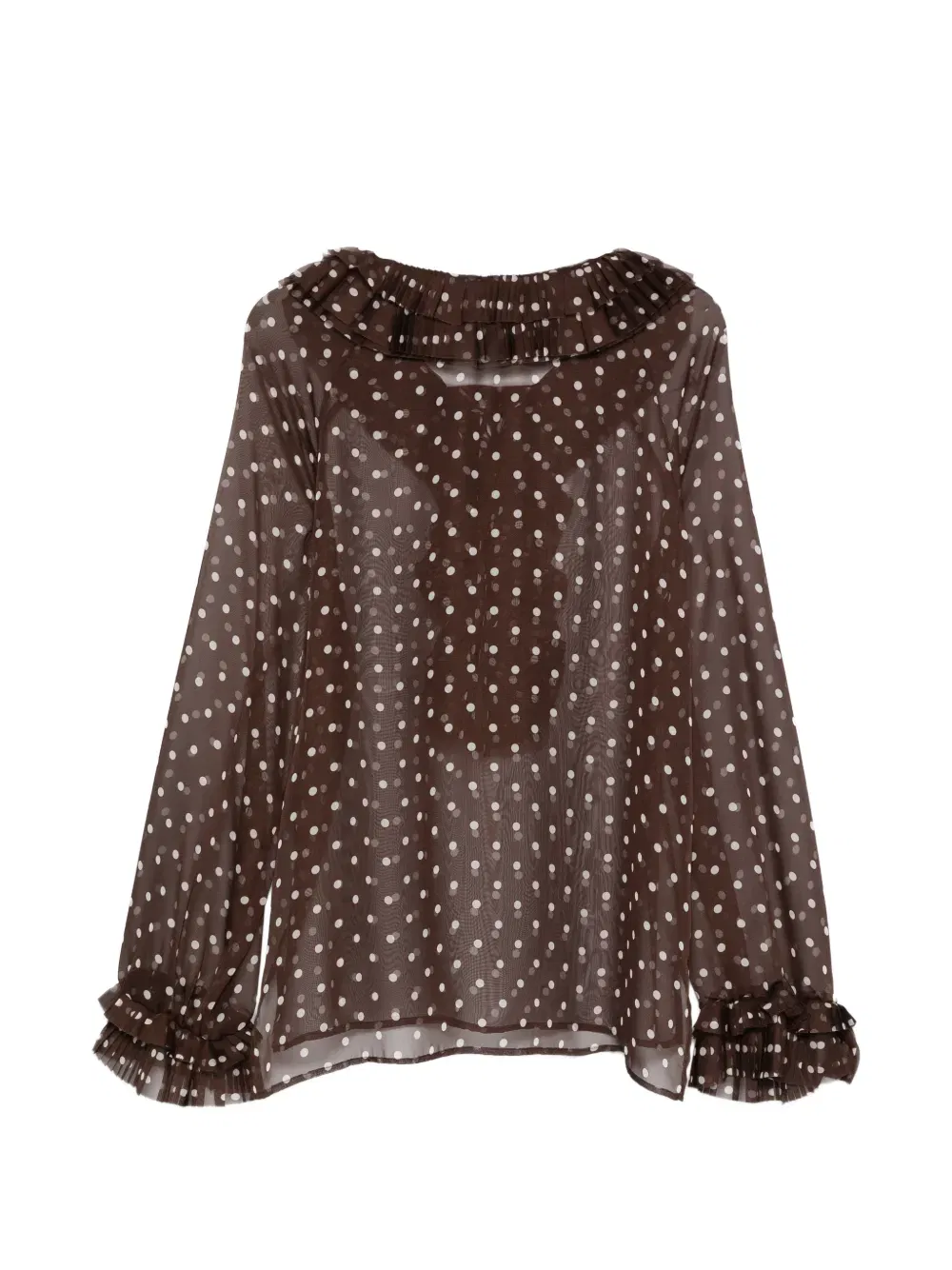 ruffled polka-dot blouse
