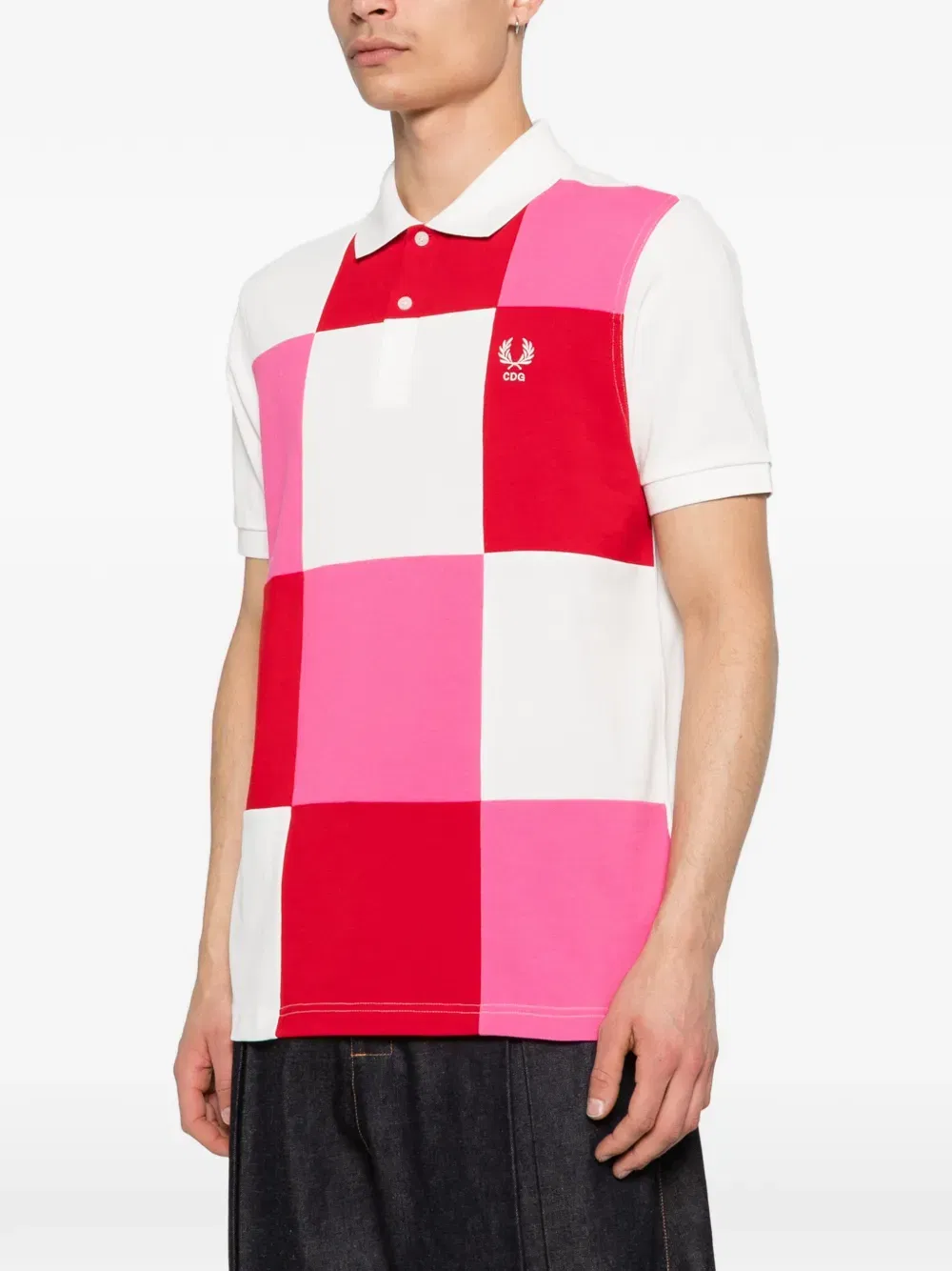 x Fred Perry patchwork pique polo shirt