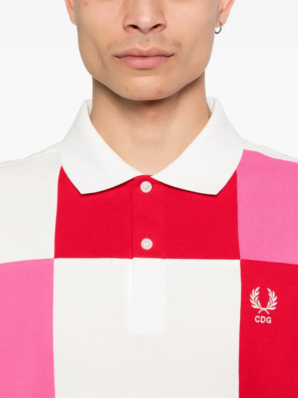 x Fred Perry patchwork pique polo shirt