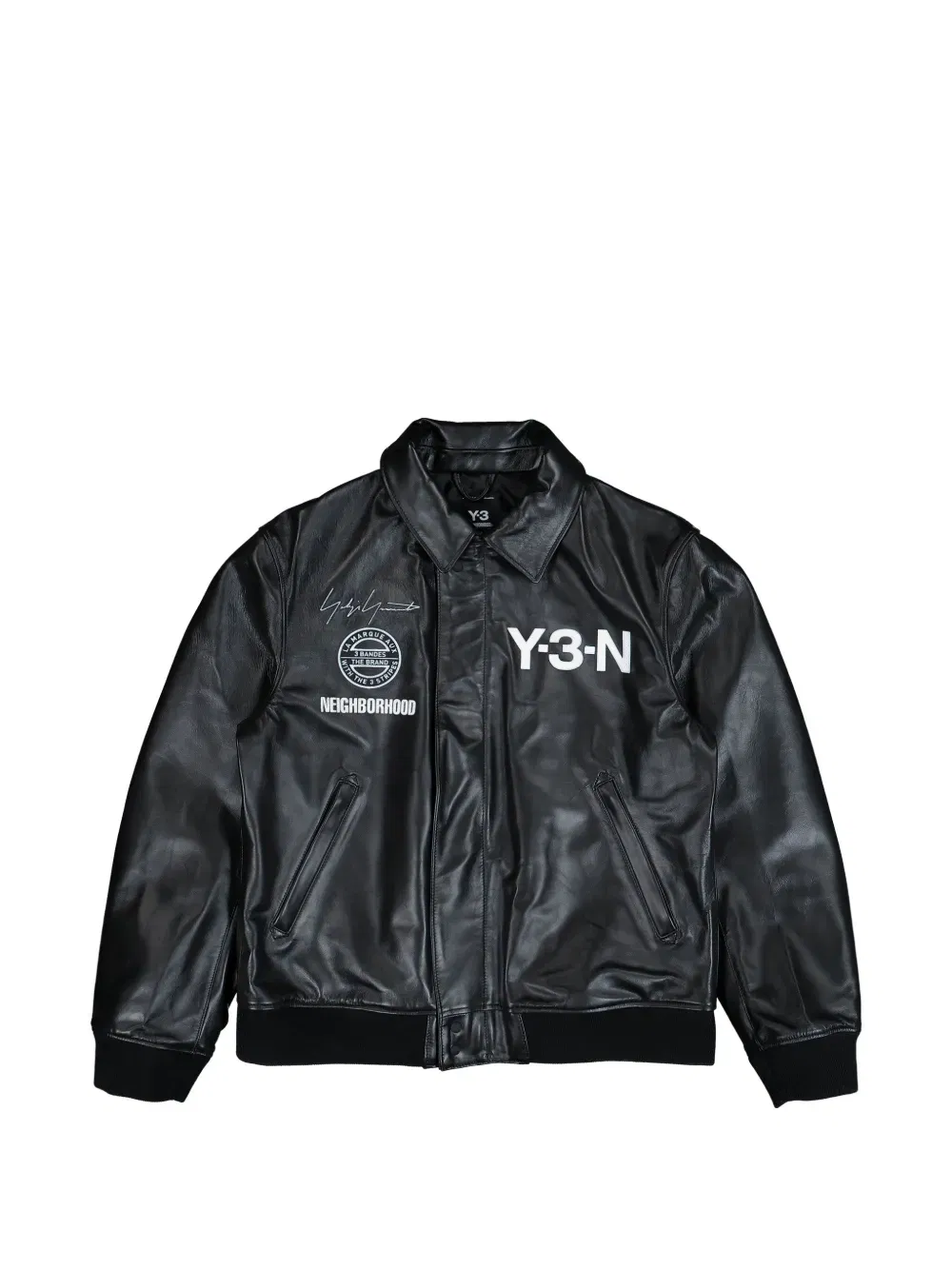logo leather bomber jacket